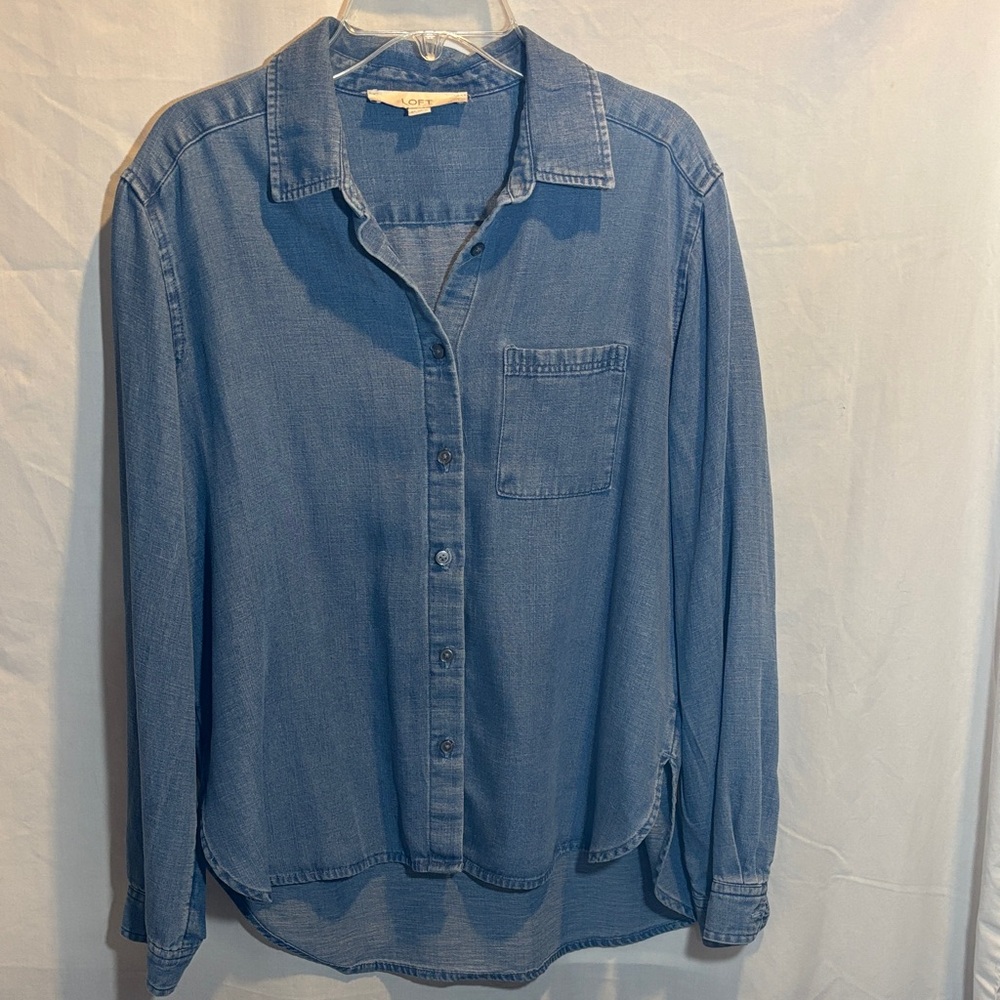 LOFT Denim Blue Button Down Shirt
